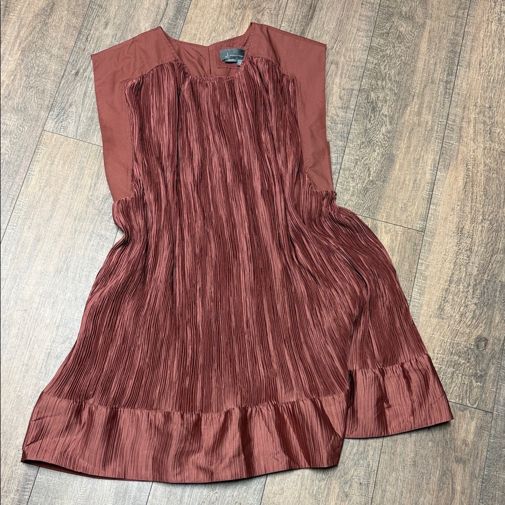 Anthropologie Rust Red Pleated Sleeveless Dress